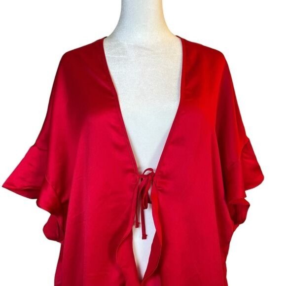 Victoria's Secret Red Valentine Love ROBE One Size Ties Heart Lingere - Picture 3 of 10